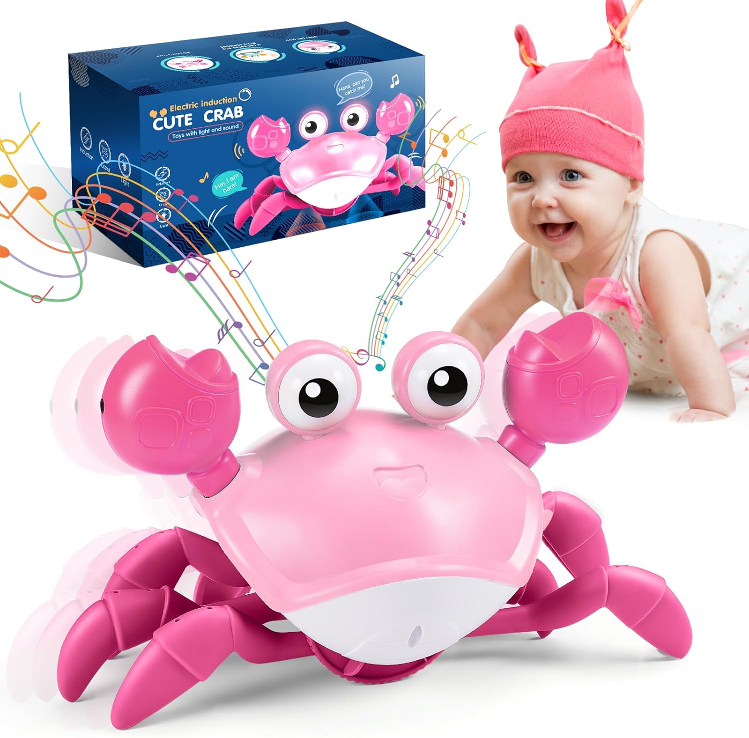 Toyzey Interactive Crawling Crab Sensory Toy with Music and Lights